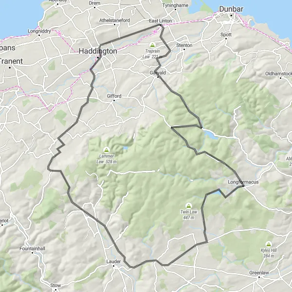 Map miniature of "The Hill Challenge" cycling inspiration in Eastern Scotland, United Kingdom. Generated by Tarmacs.app cycling route planner