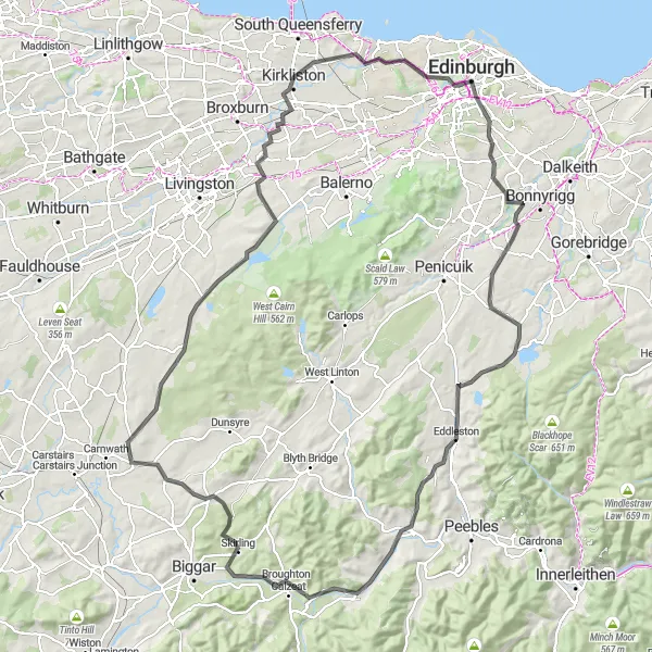 Map miniature of "Edinburgh Old Town and Castle Route" cycling inspiration in Eastern Scotland, United Kingdom. Generated by Tarmacs.app cycling route planner