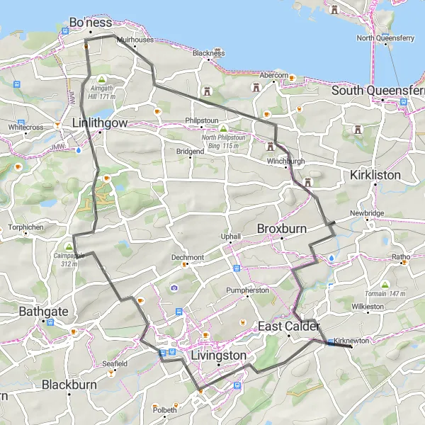 Map miniature of "Scenic Countryside Ride" cycling inspiration in Eastern Scotland, United Kingdom. Generated by Tarmacs.app cycling route planner