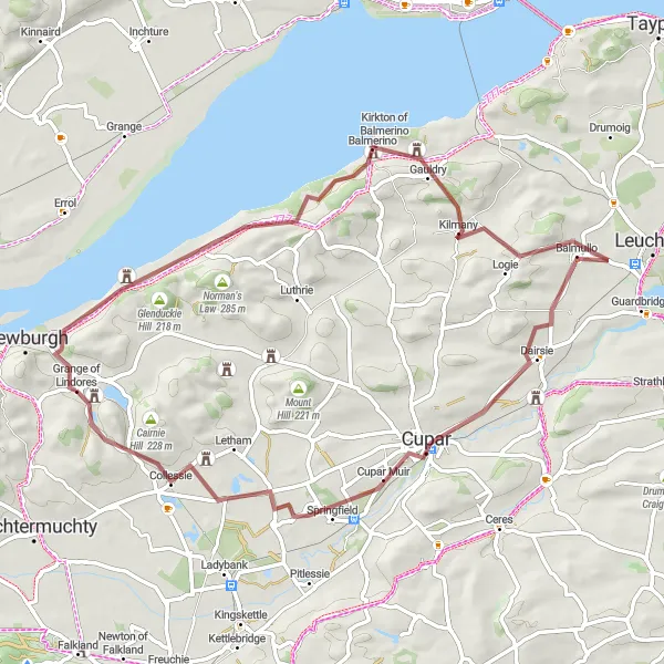 Map miniature of "The Gravel Adventure" cycling inspiration in Eastern Scotland, United Kingdom. Generated by Tarmacs.app cycling route planner