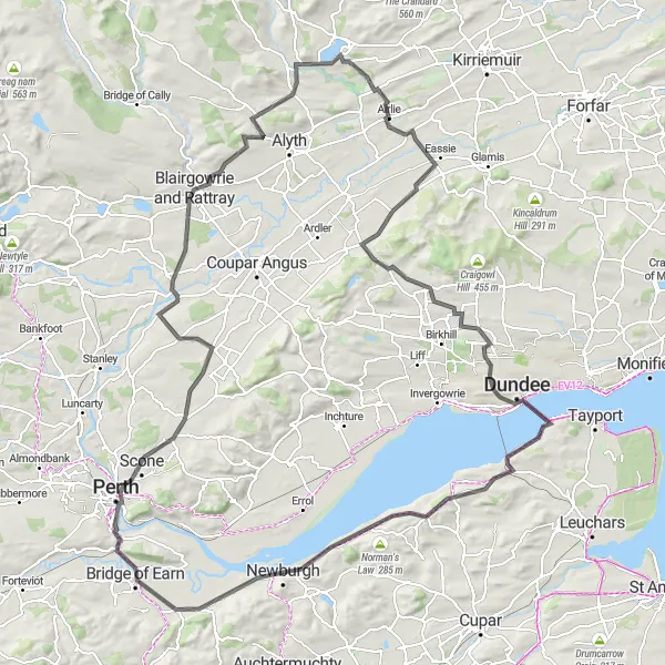 Map miniature of "The Highland Journey" cycling inspiration in Eastern Scotland, United Kingdom. Generated by Tarmacs.app cycling route planner