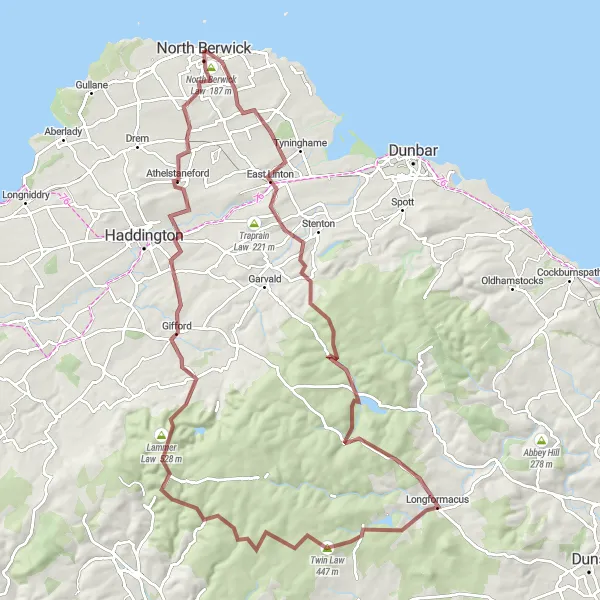 Map miniature of "Gravel Paradise" cycling inspiration in Eastern Scotland, United Kingdom. Generated by Tarmacs.app cycling route planner