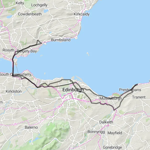 Map miniature of "The Fisherrow Loop" cycling inspiration in Eastern Scotland, United Kingdom. Generated by Tarmacs.app cycling route planner