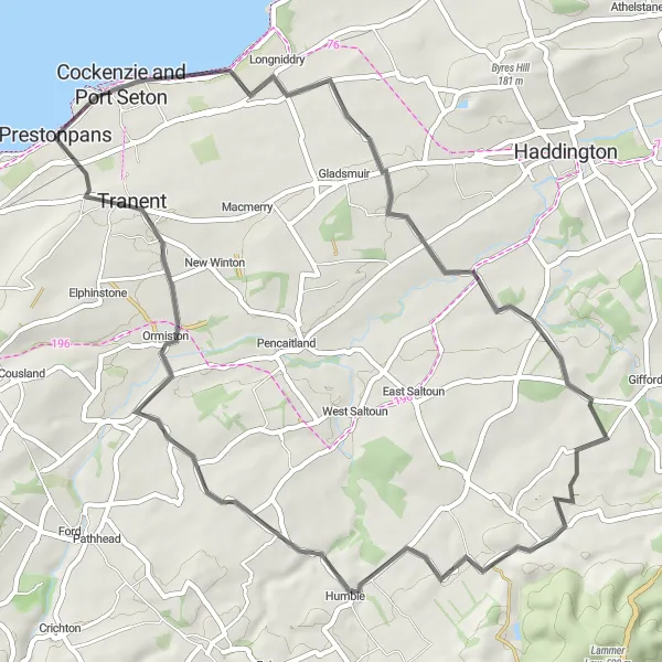 Map miniature of "Battlefield Viewpoint Loop" cycling inspiration in Eastern Scotland, United Kingdom. Generated by Tarmacs.app cycling route planner