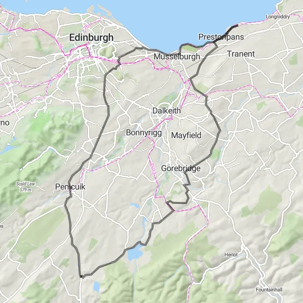 Map miniature of "Cockenzie Coastal Ride" cycling inspiration in Eastern Scotland, United Kingdom. Generated by Tarmacs.app cycling route planner