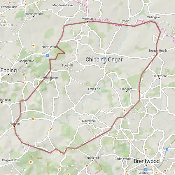 Map miniature of "Rural Excursion through Essex" cycling inspiration in Essex, United Kingdom. Generated by Tarmacs.app cycling route planner