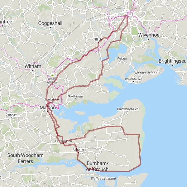 Map miniature of "Historic Gravel Tour" cycling inspiration in Essex, United Kingdom. Generated by Tarmacs.app cycling route planner