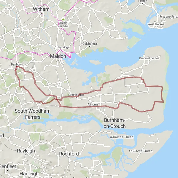 Map miniature of "Cold Norton Loop" cycling inspiration in Essex, United Kingdom. Generated by Tarmacs.app cycling route planner