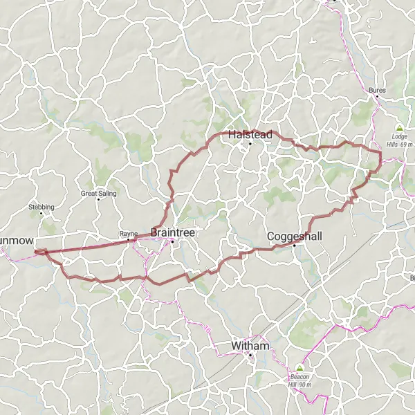 Map miniature of "The Essex Exploration" cycling inspiration in Essex, United Kingdom. Generated by Tarmacs.app cycling route planner