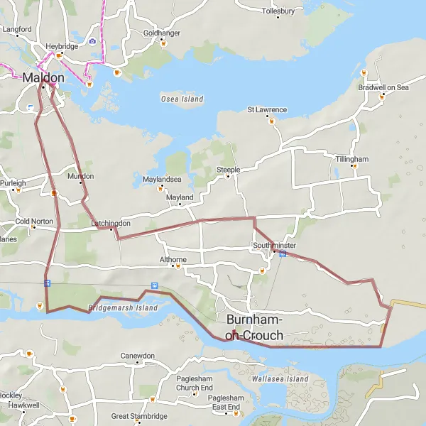 Map miniature of "The Gravel Adventure" cycling inspiration in Essex, United Kingdom. Generated by Tarmacs.app cycling route planner