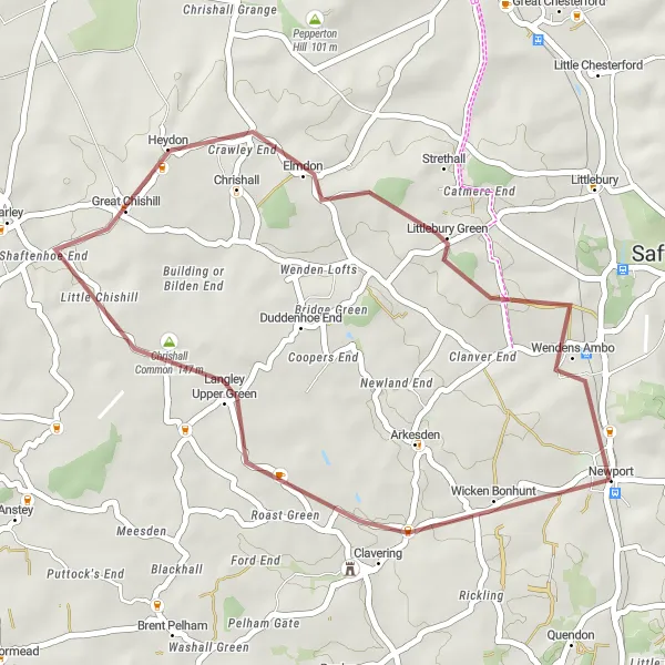 Map miniature of "Scenic Gravel Loop" cycling inspiration in Essex, United Kingdom. Generated by Tarmacs.app cycling route planner