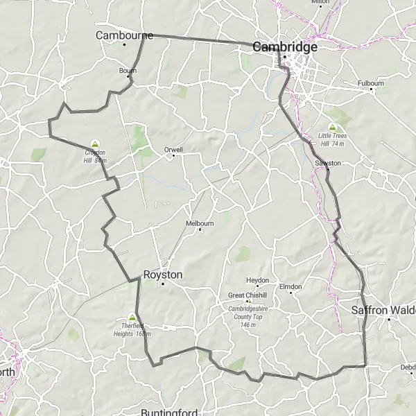 Map miniature of "Essex Countryside Loop" cycling inspiration in Essex, United Kingdom. Generated by Tarmacs.app cycling route planner