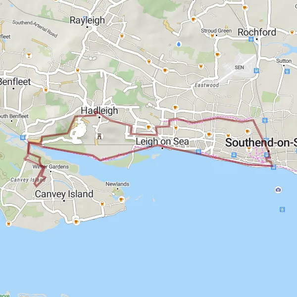 Map miniature of "Island Adventure" cycling inspiration in Essex, United Kingdom. Generated by Tarmacs.app cycling route planner