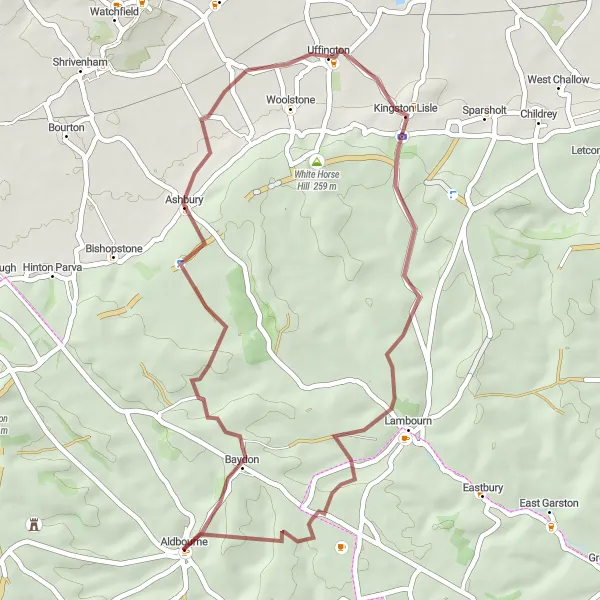 Map miniature of "Baydon Beauty" cycling inspiration in Gloucestershire, Wiltshire and Bristol/Bath area, United Kingdom. Generated by Tarmacs.app cycling route planner