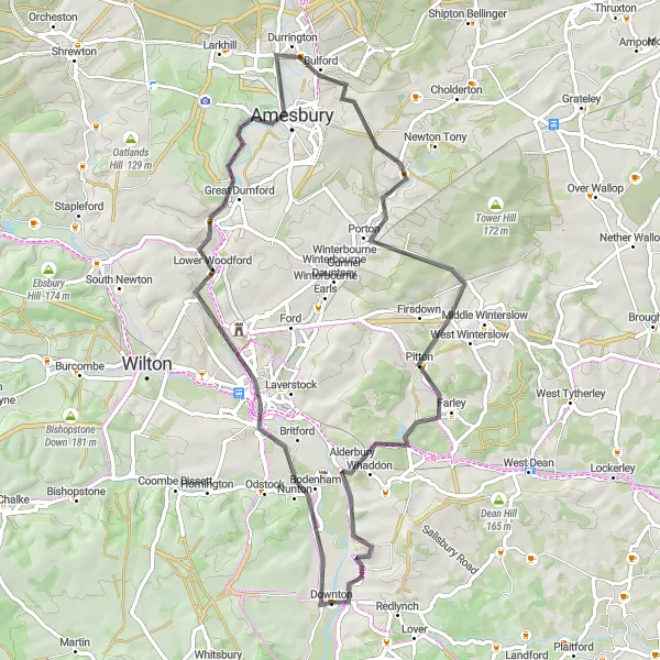 Map miniature of "Roads Less Traveled" cycling inspiration in Gloucestershire, Wiltshire and Bristol/Bath area, United Kingdom. Generated by Tarmacs.app cycling route planner