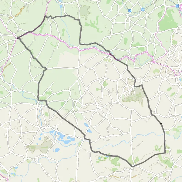 Map miniature of "Great Barrington to Eastington Ride" cycling inspiration in Gloucestershire, Wiltshire and Bristol/Bath area, United Kingdom. Generated by Tarmacs.app cycling route planner