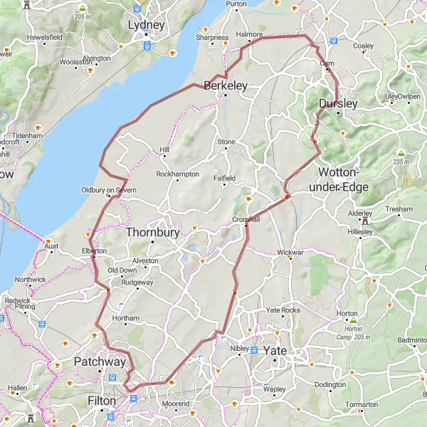 Map miniature of "Scenic Gravel Ride from Stoke Gifford to Winterbourne" cycling inspiration in Gloucestershire, Wiltshire and Bristol/Bath area, United Kingdom. Generated by Tarmacs.app cycling route planner