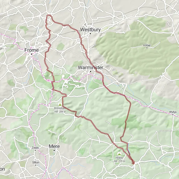 Map miniature of "Gravel Trail Delight" cycling inspiration in Gloucestershire, Wiltshire and Bristol/Bath area, United Kingdom. Generated by Tarmacs.app cycling route planner