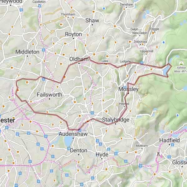 Map miniature of "Blackley Gravel Loop" cycling inspiration in Greater Manchester, United Kingdom. Generated by Tarmacs.app cycling route planner