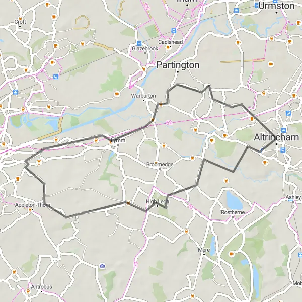 Map miniature of "Waterside Loop" cycling inspiration in Greater Manchester, United Kingdom. Generated by Tarmacs.app cycling route planner