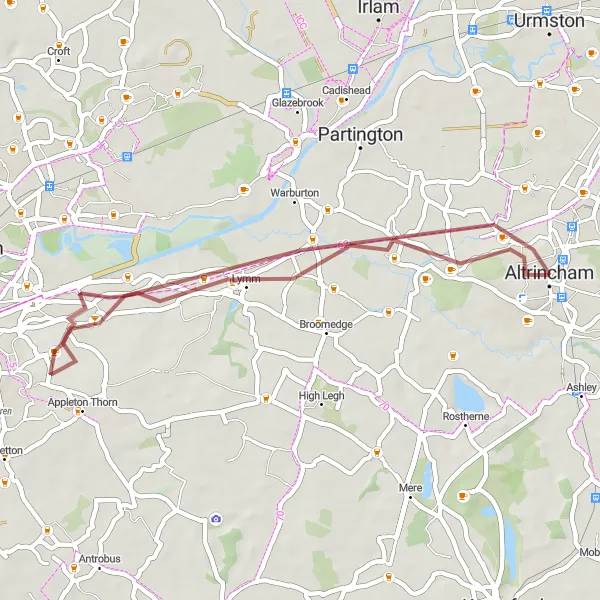 Map miniature of "Ring of Gravel" cycling inspiration in Greater Manchester, United Kingdom. Generated by Tarmacs.app cycling route planner