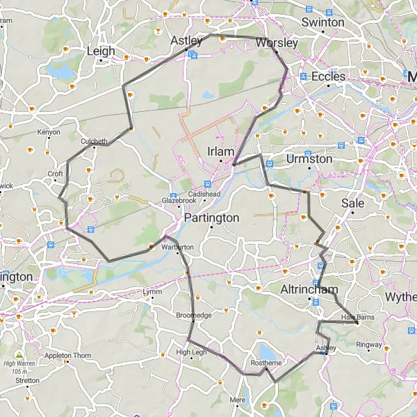 Map miniature of "Croft Road Challenge" cycling inspiration in Greater Manchester, United Kingdom. Generated by Tarmacs.app cycling route planner