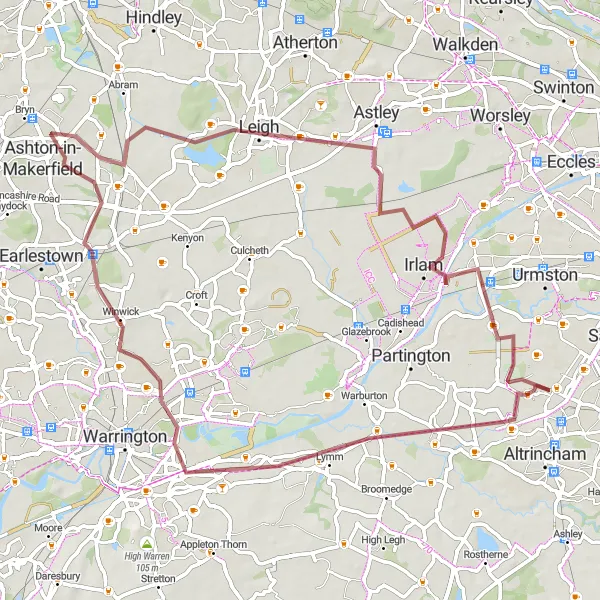 Map miniature of "Lymm Loop" cycling inspiration in Greater Manchester, United Kingdom. Generated by Tarmacs.app cycling route planner