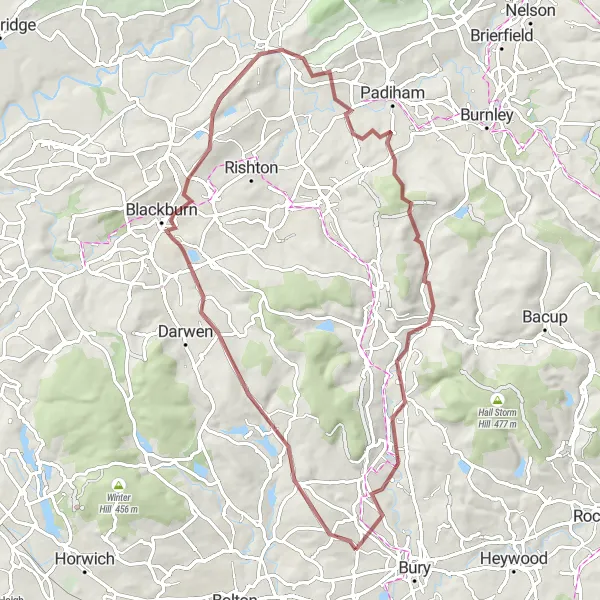 Map miniature of "Exploring Off-the-Beaten-Path" cycling inspiration in Greater Manchester, United Kingdom. Generated by Tarmacs.app cycling route planner