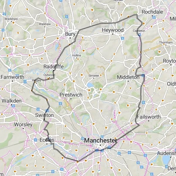 Map miniature of "Trafford Park Circle" cycling inspiration in Greater Manchester, United Kingdom. Generated by Tarmacs.app cycling route planner