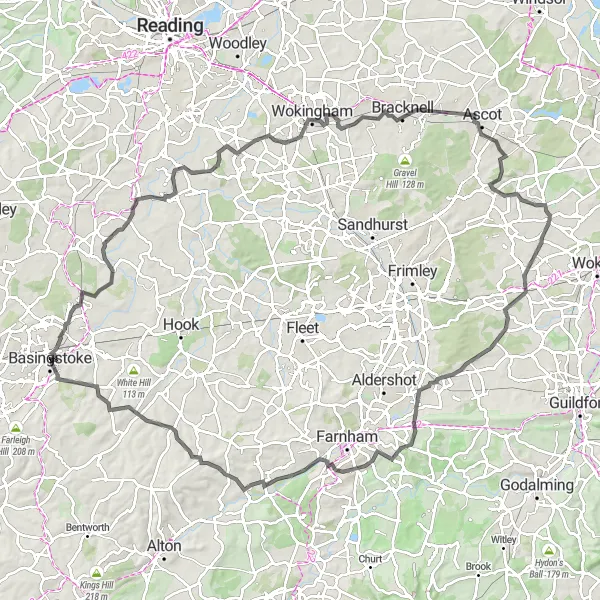 Map miniature of "Historical Gems of North Hampshire" cycling inspiration in Hampshire and Isle of Wight, United Kingdom. Generated by Tarmacs.app cycling route planner