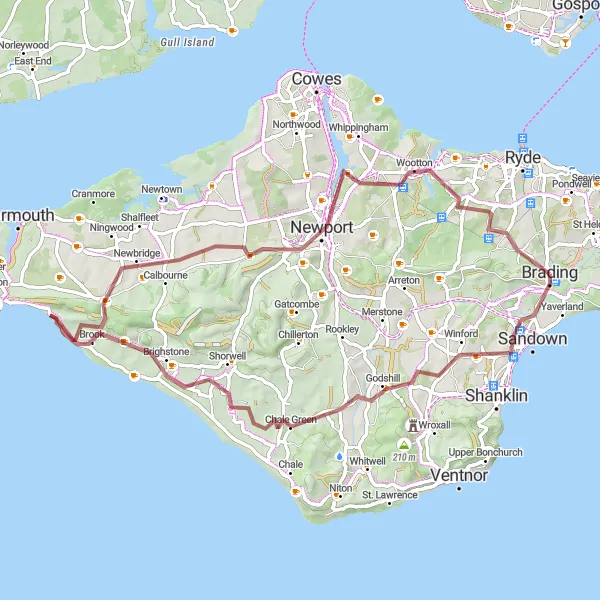 Map miniature of "Gravel Serenity" cycling inspiration in Hampshire and Isle of Wight, United Kingdom. Generated by Tarmacs.app cycling route planner
