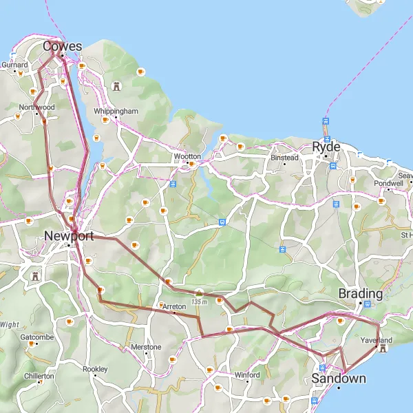 Map miniature of "Off the Beaten Path Gravel Exploration" cycling inspiration in Hampshire and Isle of Wight, United Kingdom. Generated by Tarmacs.app cycling route planner