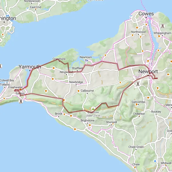 Map miniature of "Island Adventure" cycling inspiration in Hampshire and Isle of Wight, United Kingdom. Generated by Tarmacs.app cycling route planner