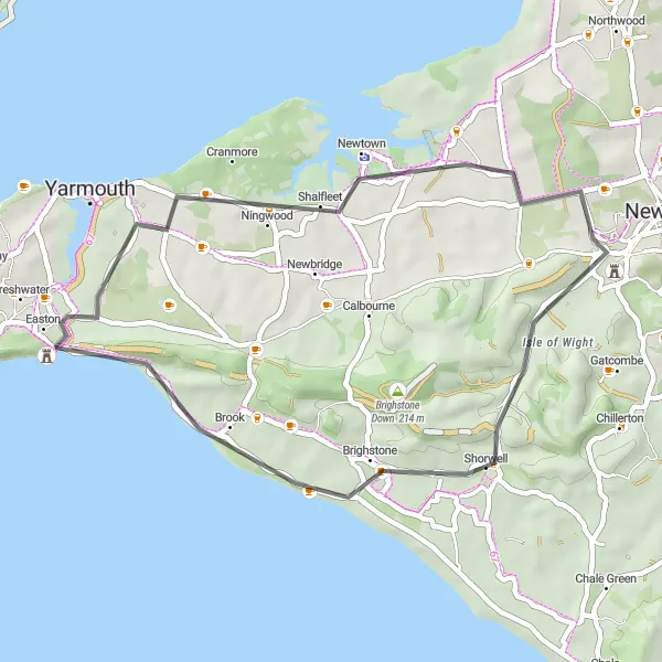 Map miniature of "Scenic Road Tour" cycling inspiration in Hampshire and Isle of Wight, United Kingdom. Generated by Tarmacs.app cycling route planner