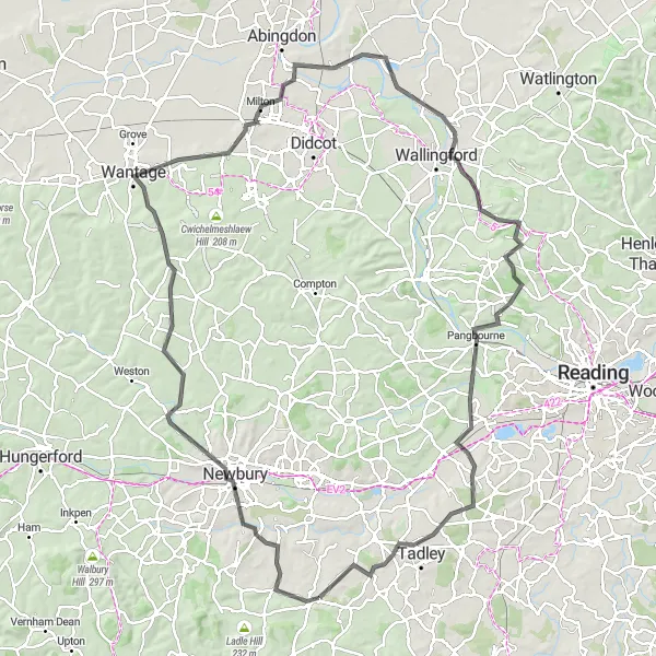 Map miniature of "Historic Towns and Riverside Routes" cycling inspiration in Hampshire and Isle of Wight, United Kingdom. Generated by Tarmacs.app cycling route planner