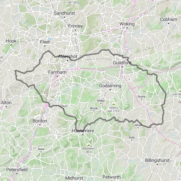 Map miniature of "The Ultimate Hampshire Challenge" cycling inspiration in Hampshire and Isle of Wight, United Kingdom. Generated by Tarmacs.app cycling route planner