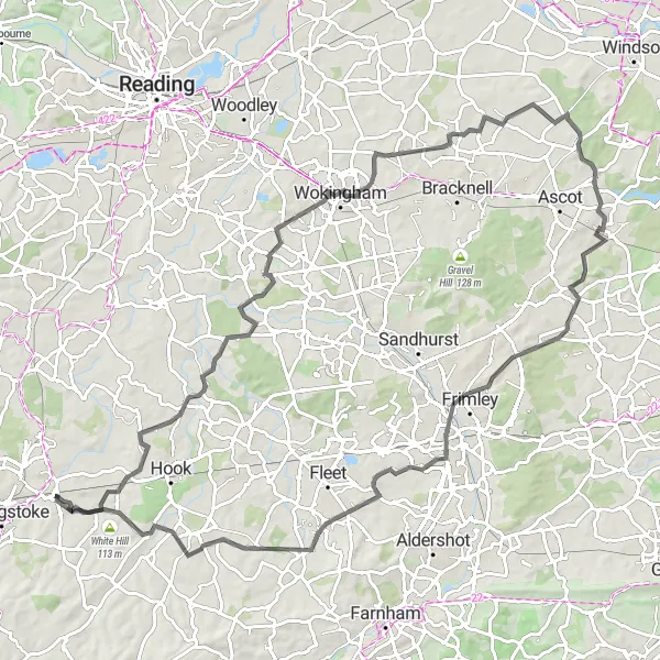 Map miniature of "Old Basing to Rotherwick Road Cycling Route" cycling inspiration in Hampshire and Isle of Wight, United Kingdom. Generated by Tarmacs.app cycling route planner