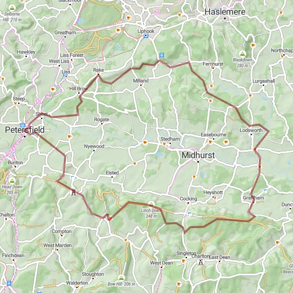 Map miniature of "Off-road Adventure" cycling inspiration in Hampshire and Isle of Wight, United Kingdom. Generated by Tarmacs.app cycling route planner