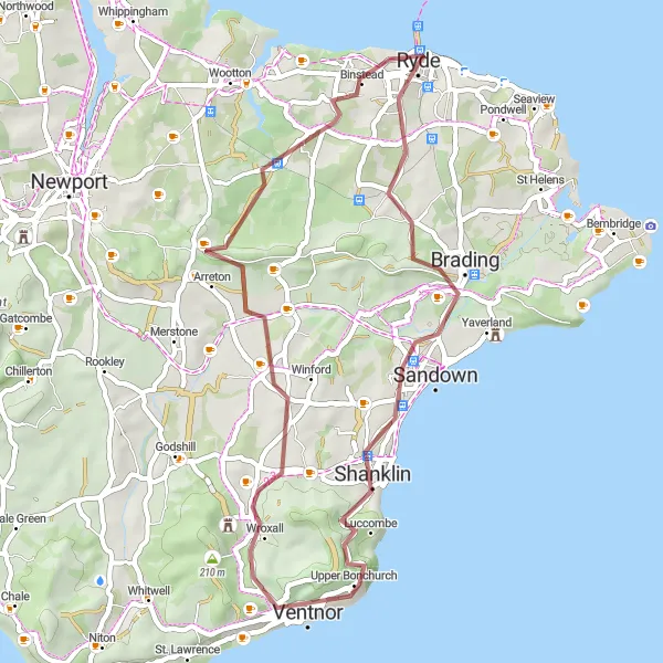 Map miniature of "Island Exploration Gravel Tour" cycling inspiration in Hampshire and Isle of Wight, United Kingdom. Generated by Tarmacs.app cycling route planner