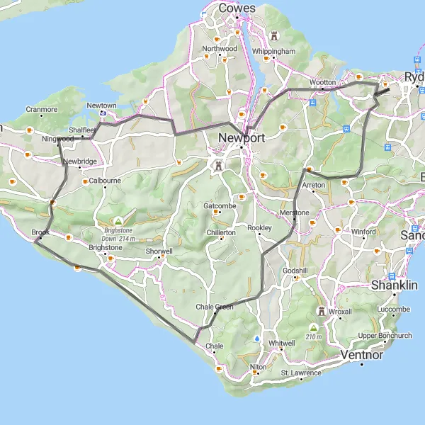 Map miniature of "Heritage Road Loop" cycling inspiration in Hampshire and Isle of Wight, United Kingdom. Generated by Tarmacs.app cycling route planner