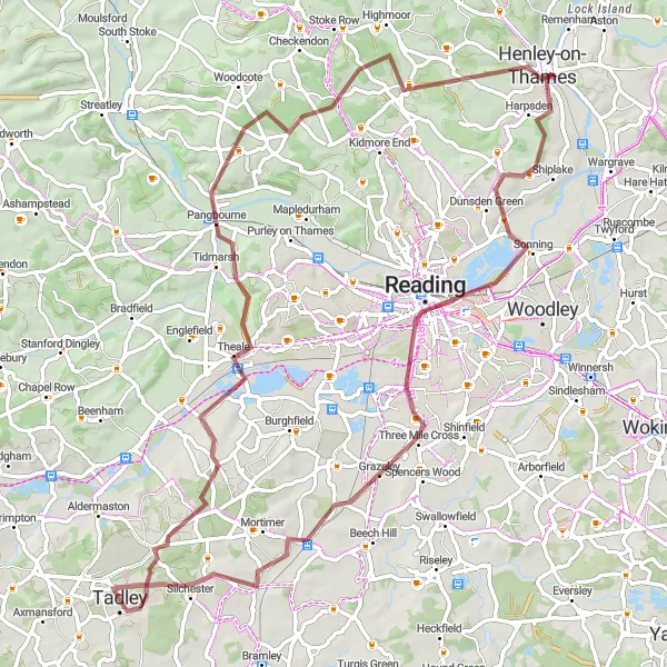 Map miniature of "Rural Gravel Escape" cycling inspiration in Hampshire and Isle of Wight, United Kingdom. Generated by Tarmacs.app cycling route planner