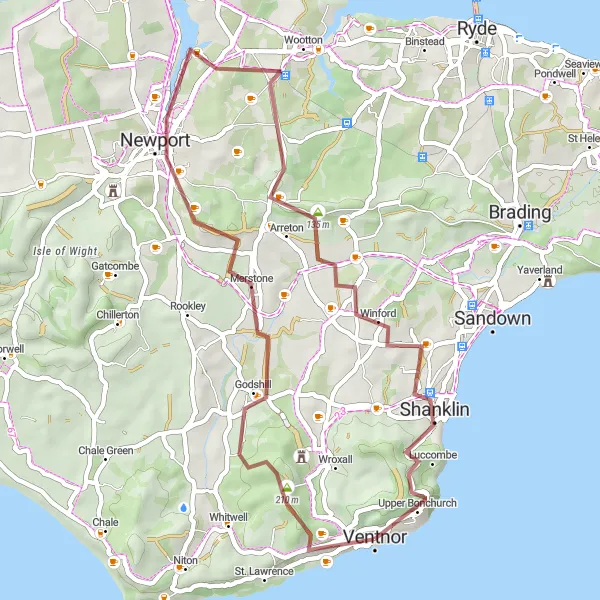 Map miniature of "Gravel Adventure" cycling inspiration in Hampshire and Isle of Wight, United Kingdom. Generated by Tarmacs.app cycling route planner