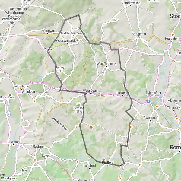 Map miniature of "The Woodland Loop" cycling inspiration in Hampshire and Isle of Wight, United Kingdom. Generated by Tarmacs.app cycling route planner