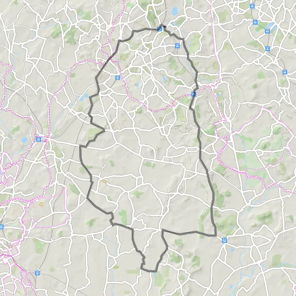 Map miniature of "Barnt Green to Rous Lench Excursion" cycling inspiration in Herefordshire, Worcestershire and Warwickshire, United Kingdom. Generated by Tarmacs.app cycling route planner