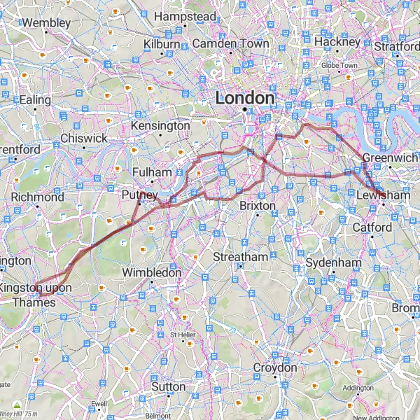 Map miniature of "Cultural Cycling Delight" cycling inspiration in Inner London — East, United Kingdom. Generated by Tarmacs.app cycling route planner