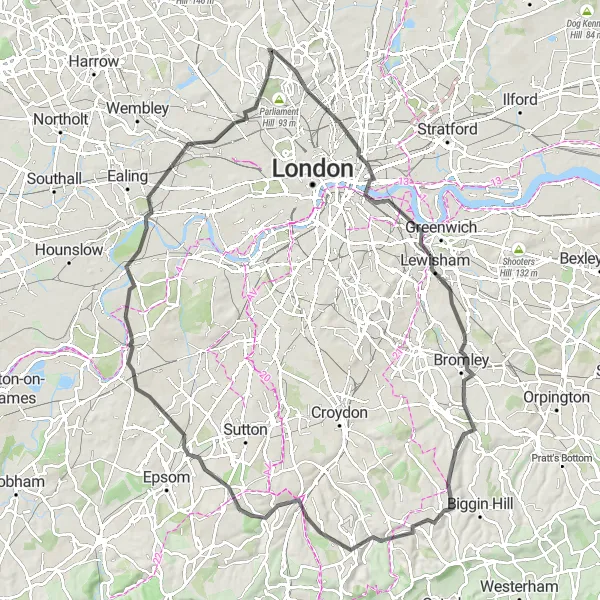 Map miniature of "The Finest of Inner London" cycling inspiration in Inner London — East, United Kingdom. Generated by Tarmacs.app cycling route planner