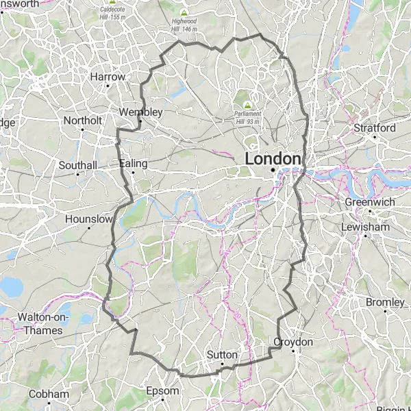 Map miniature of "The Best of Inner Suburban Trails" cycling inspiration in Inner London — East, United Kingdom. Generated by Tarmacs.app cycling route planner