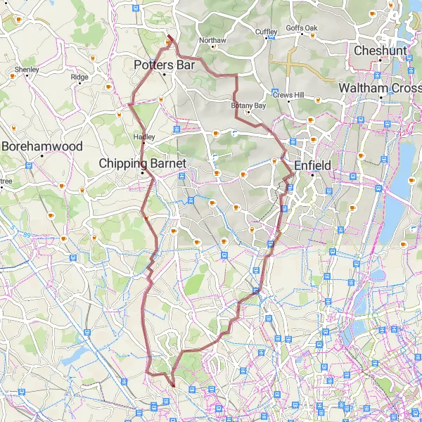 Map miniature of "Exploring Gravel Paths" cycling inspiration in Inner London — West, United Kingdom. Generated by Tarmacs.app cycling route planner