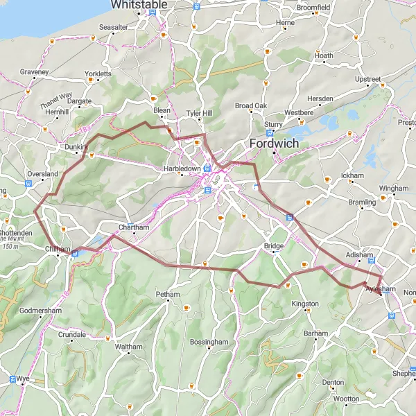 Map miniature of "Kent Countryside Escape" cycling inspiration in Kent, United Kingdom. Generated by Tarmacs.app cycling route planner