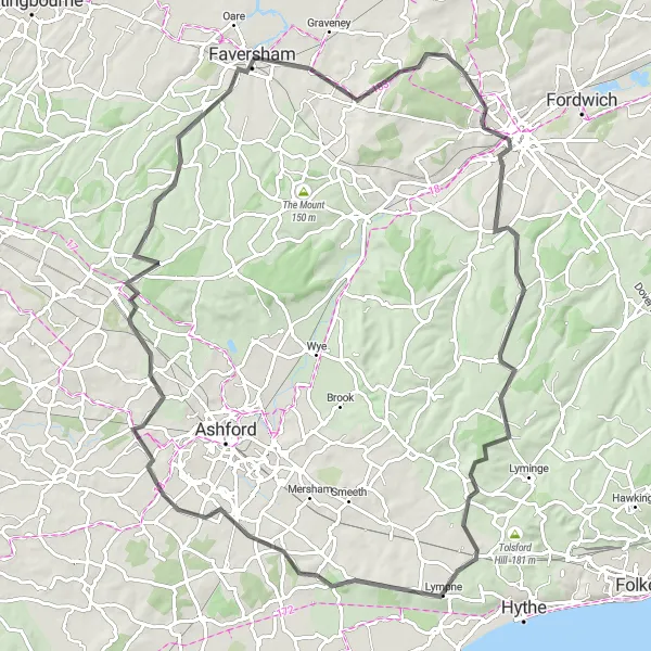 Map miniature of "Rural Escapes" cycling inspiration in Kent, United Kingdom. Generated by Tarmacs.app cycling route planner